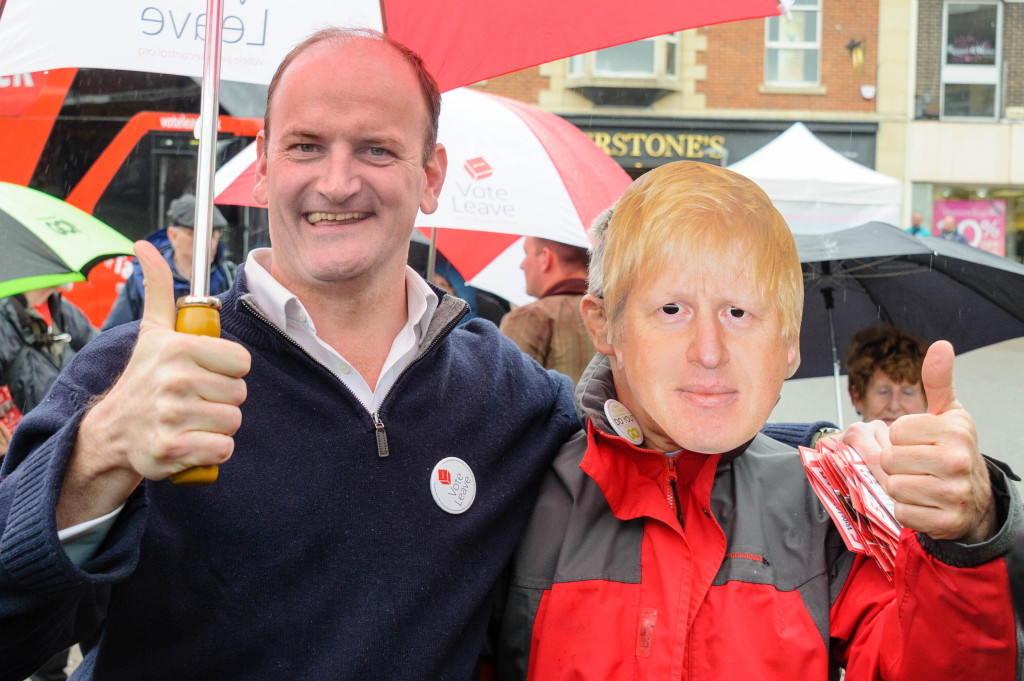 foto : peter van den berg : photograph: peter van den berg.   text: wolfgang hansson.    brexit story uk.  vote leave campaigning in peterborough, england. douglas carswell ukips only mp campaigning with 'boris johnson